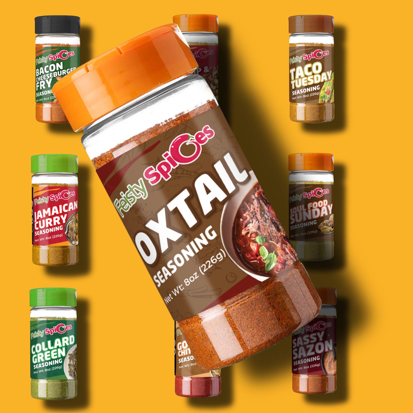 Feisty Spices Caribbean Oxtail Seasoning - 8oz Bottle | Authentic Caribbean Masterpiece | Low Sodium | Unforgettable Flavor Explosion