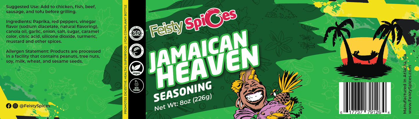 Jamaican Heaven Jerk Seasoning 8 oz - Authentic Caribbean Flavor for a Taste of Paradise