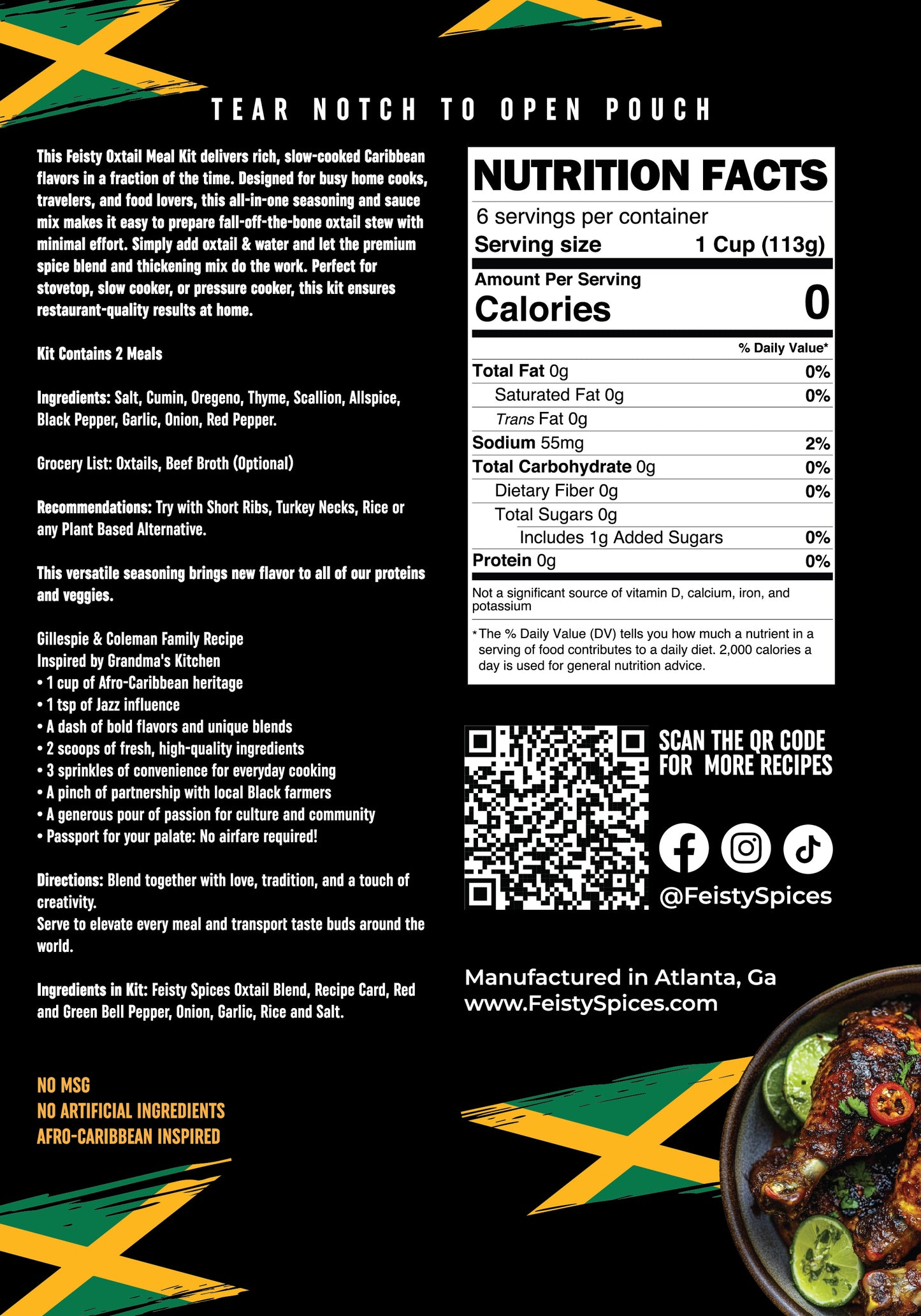 Feisty Spices Oxtail One Stop Meal Kit, 12 oz