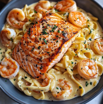 Salmon and Shrimp Alfredo