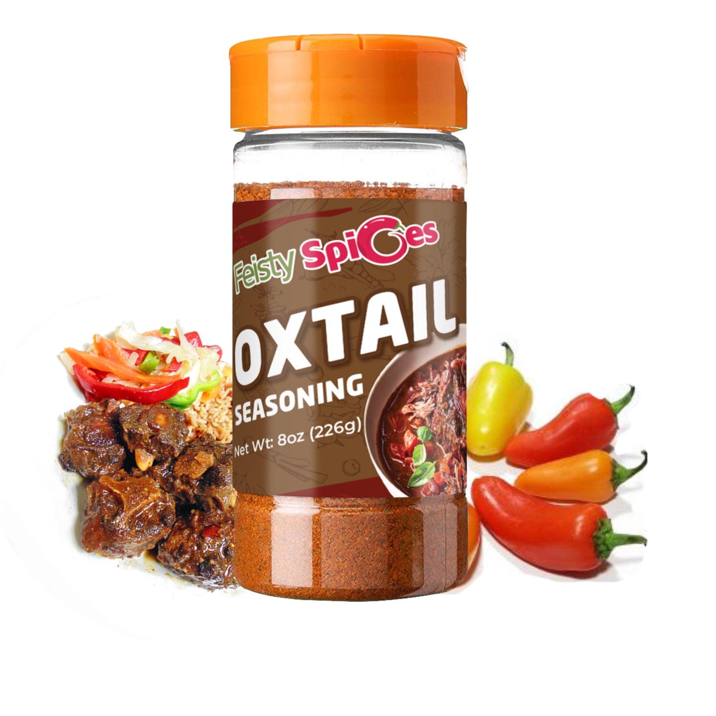 Feisty Spices Caribbean Oxtail Seasoning - 8oz Bottle | Authentic Caribbean Masterpiece | Low Sodium | Unforgettable Flavor Explosion