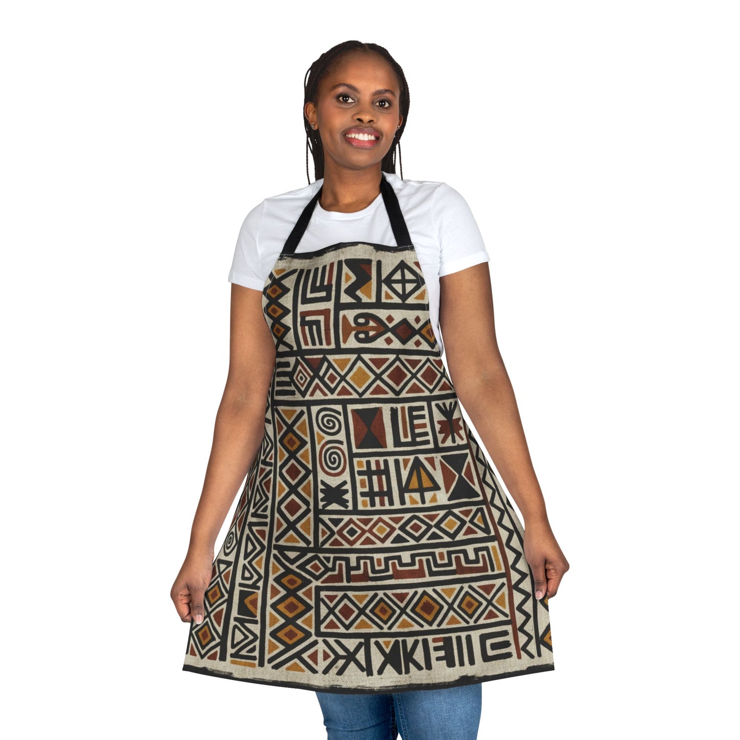 Tribal Geo Pattern Apron — Rustic African-Inspired Kitchen Apron
