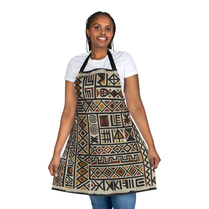 Tribal Geo Pattern Apron — Rustic African-Inspired Kitchen Apron