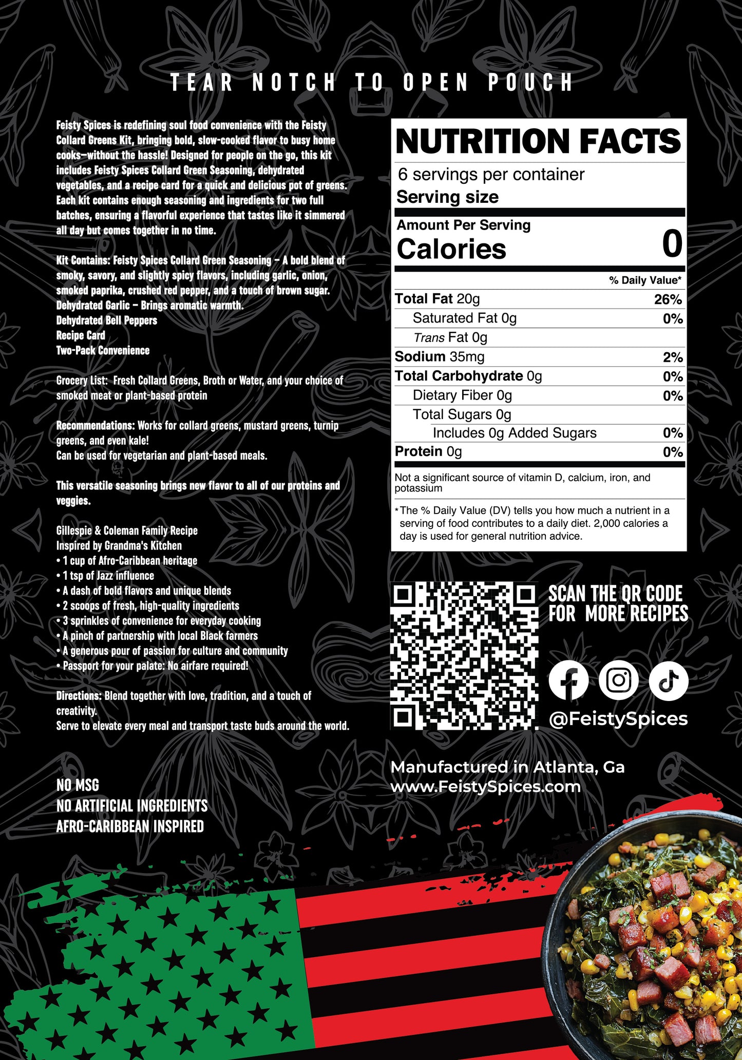 Feisty Spices Collard Greens One Stop Meal Kit