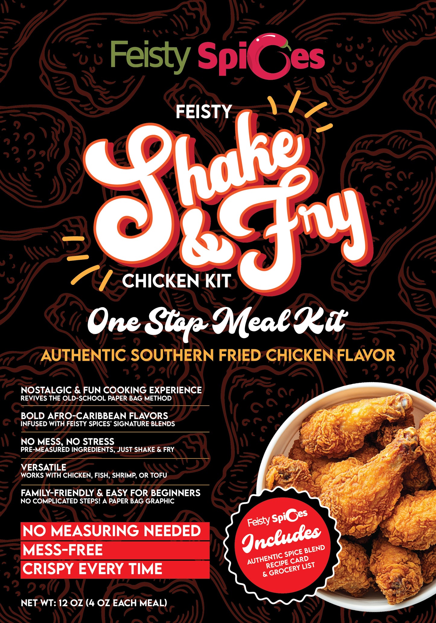 Feisty Spices Shake and Fry One Stop Meal Kit, 12 oz
