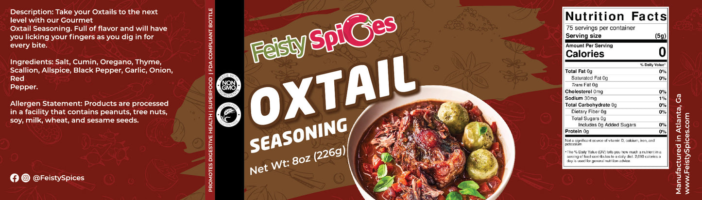 Feisty Spices Caribbean Oxtail Seasoning - 8oz Bottle | Authentic Caribbean Masterpiece | Low Sodium | Unforgettable Flavor Explosion